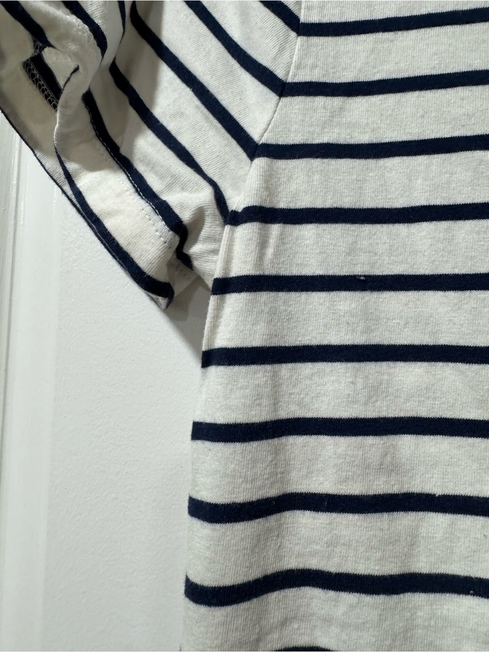 J. Crew White Navy Striped Tee with Red Sequin Embroidered Beaded Lobster - Picture 5 of 7
